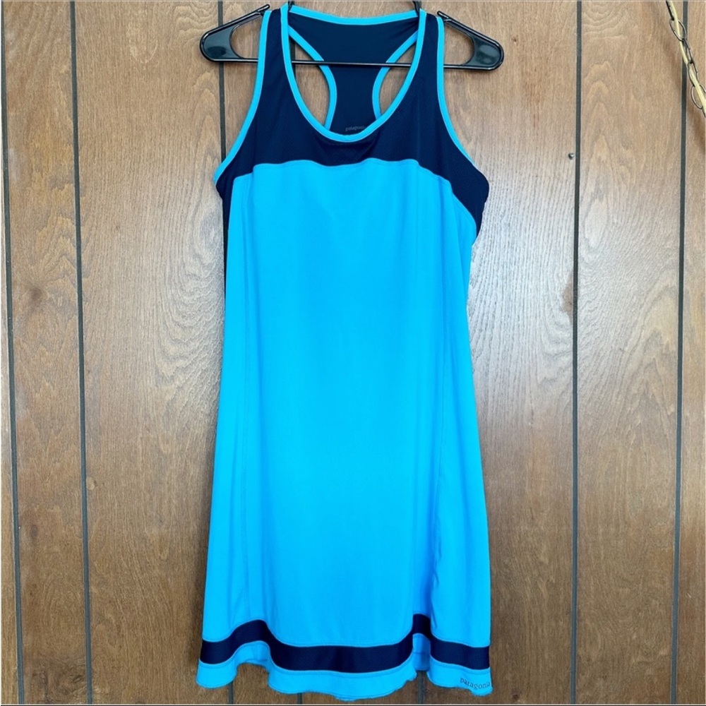 Patagonia Blue All Weather Stretch Tank Built In Bra Dress